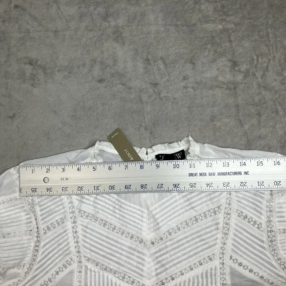 Madewell Pintuck Lace Blouse White Long Sleeve Equestrian Preppy‎ Top Womens M
